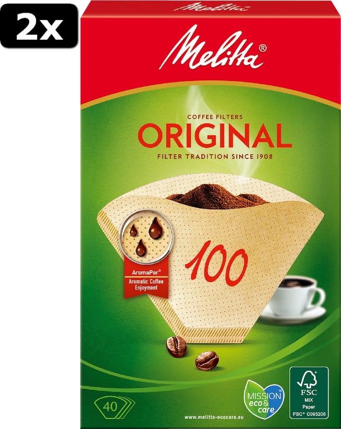 2x Melitta classic filterzakjes 100/40 natuur