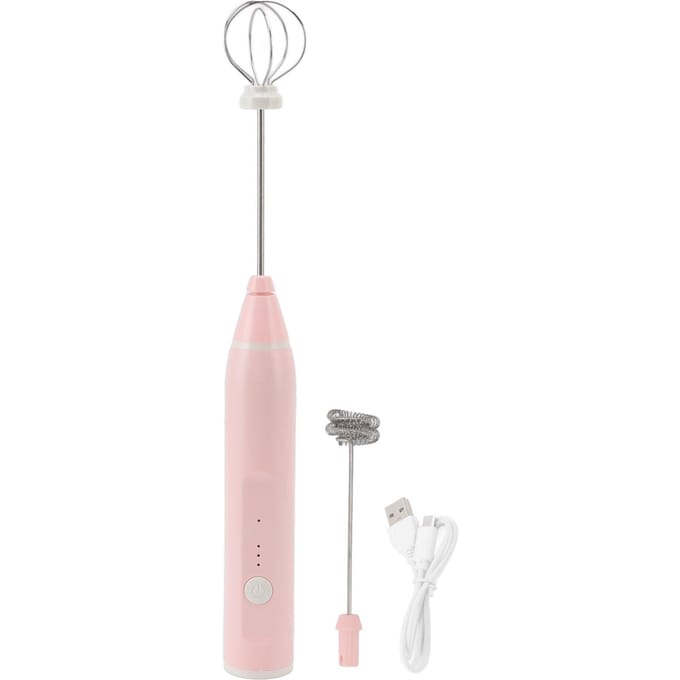 Mini Elektrische Mixer Draadloos Multifunctionele Elektrische Eierklopper met 2 Eierklopperkoppen voor Thuis roze
