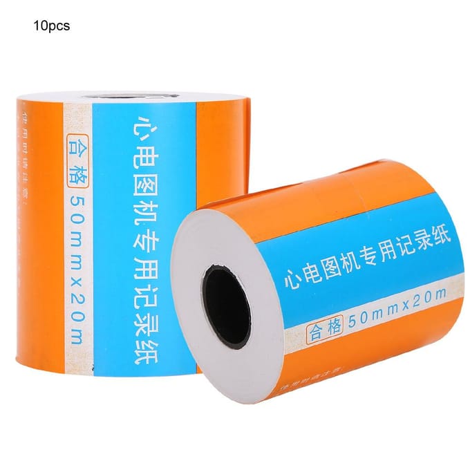10 pièces Papier Thermique pour Électrocardiographe Papier à Dessin d'Impression pour Machine Électrocardiographe 50 mm x 20 m blue