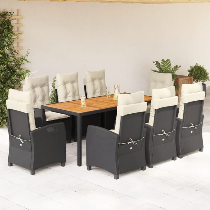 vidaXL - 9-delige - Tuinset - poly - rattan - zwart
