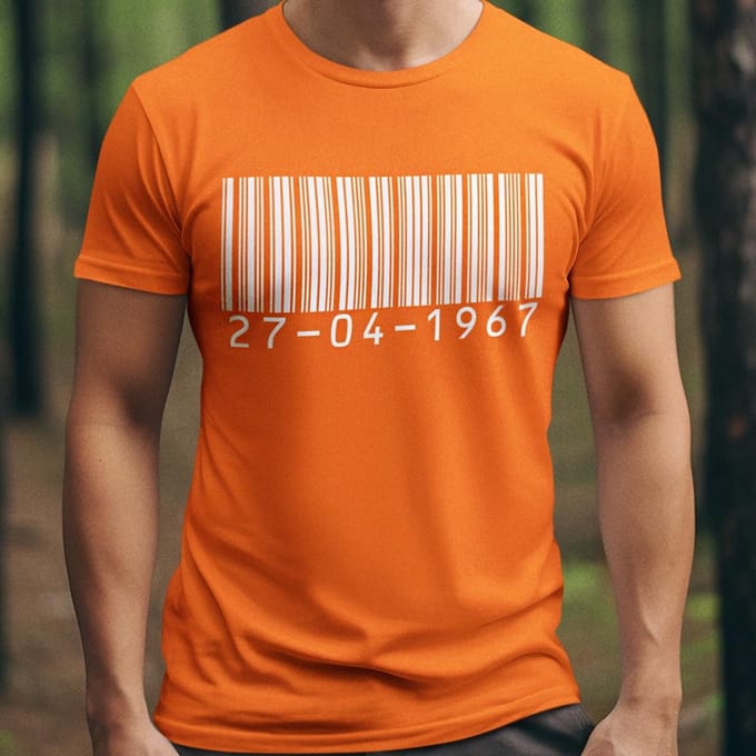 Oranje T-shirt "27-04-1967" S