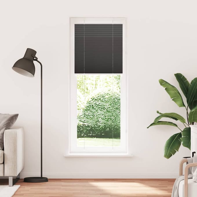 vidaXL - Plissé - rolgordijn - 80x200 - cm - stofbreedte - 79,4 - cm - polyester - zwart