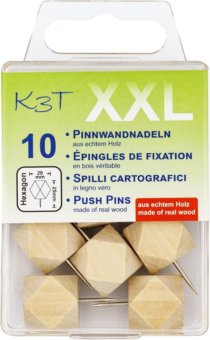 XXL Houten Prikborden Spelden Zeshoekig - 10 Stuks