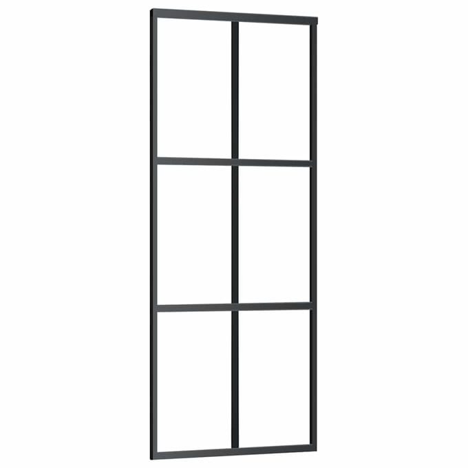 vidaXL - Schuifdeur - 76x205 - cm - ESG-glas - en - aluminium - zwart