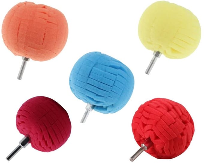 Polijstballen Set - Boor Accessoires - Velgen Polijsten - Traagschuim Pasvorm - 5 Delig - Grijs