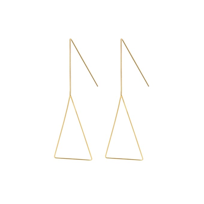 Goud Plated Oorhangers met Driehoek
