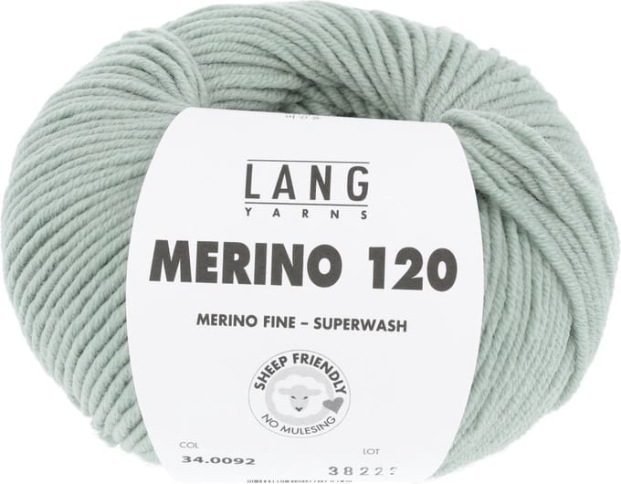 Lang Yarns Merino 120 - 92 grijsgroen - Merinowol Garen