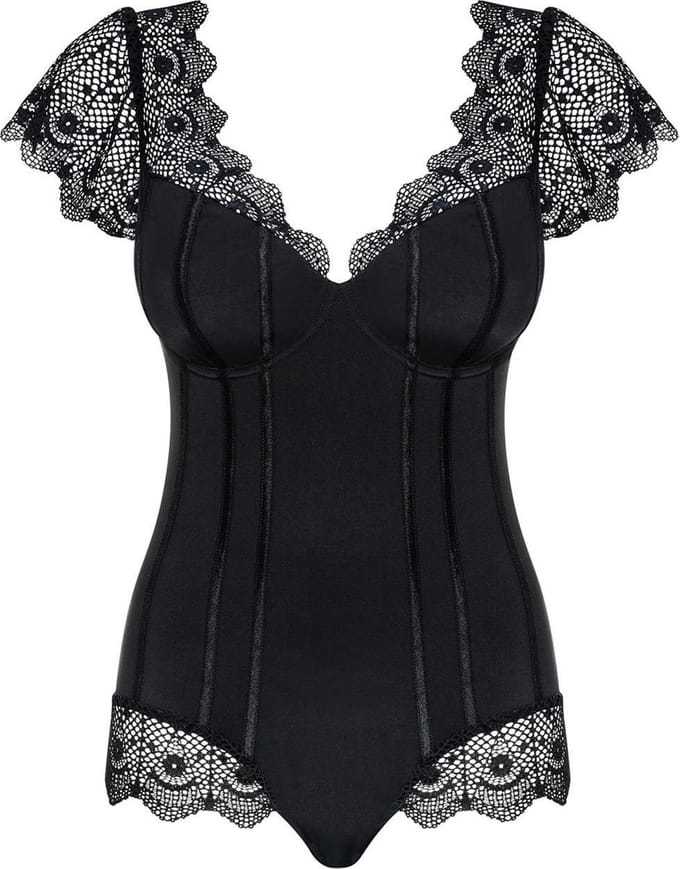 Obsessive Moketta Body - Erotische Body - Maat S/M - Zwart