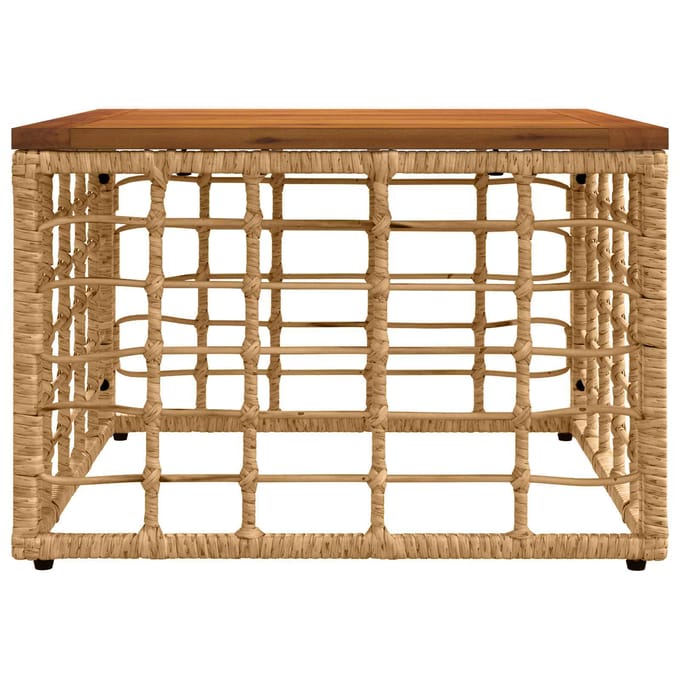 vidaXL - Tuin - Tafel - Naturel - 55 - x - 55 - x - 37 - cm - PE - Riet - en - Glas