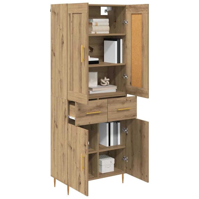 vidaXL - Highboard - Artisan - Eiken - 69,5 - x - 34 - x - 180 - cm - Bewerkt - hout