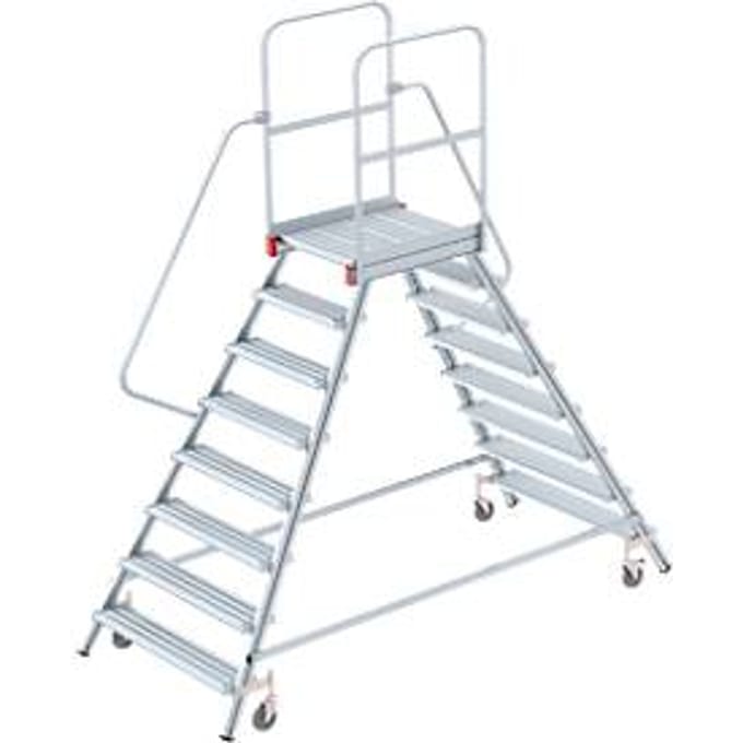 Aluminium platform met wielen, dubbelzijdig, 8 treden