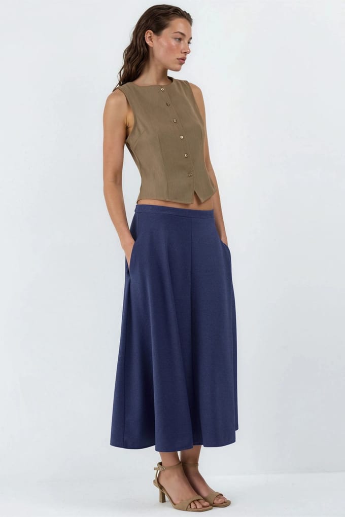 Hoge Taille A-Lijn Midi Rok