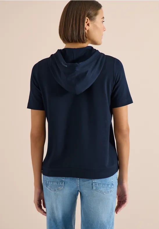 Shirt met korte mouwen, capuchon en tekst
