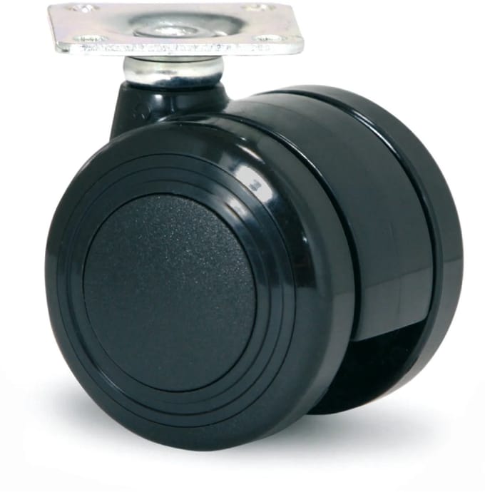 Meubelwiel 40mm PU dubbel soft met plaat 38x38mm