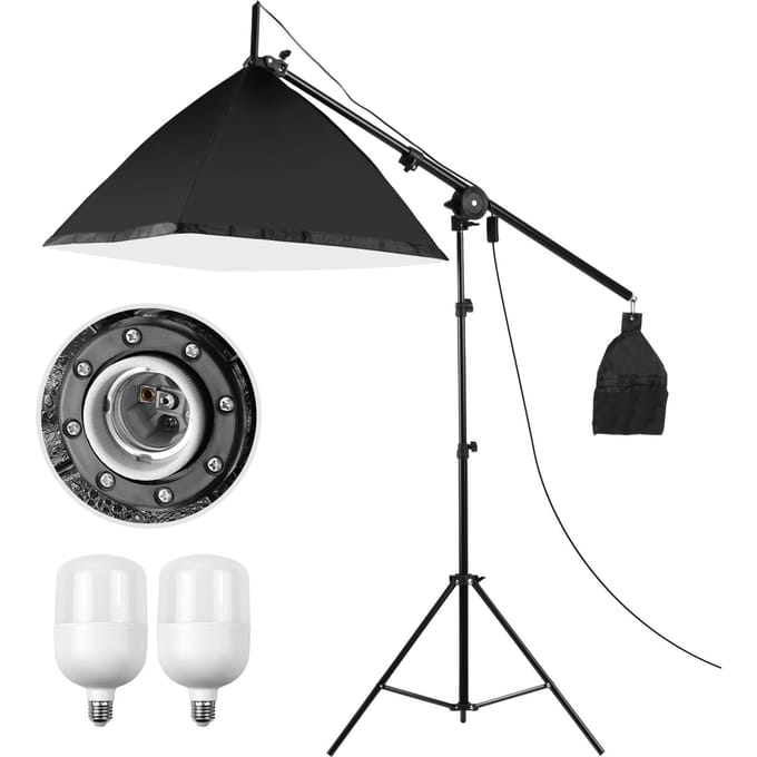 Andoer Studio Fotografie Softbox Verlichtingskit met 50*70cm Softbox + 105W 5500K E27 Fitting Lamp * US Plug gray