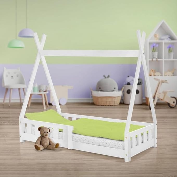 Zylo® Grondbed - Huisbed - Bed - Wit - 148cm x 76cm x 141cm