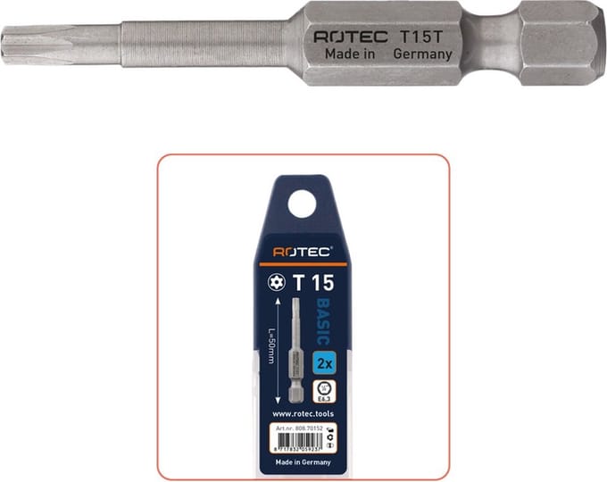 Rotec PRO Krachtbit T 20 L=50, E6.3, tamper-resist., BASIC (vpe 2)