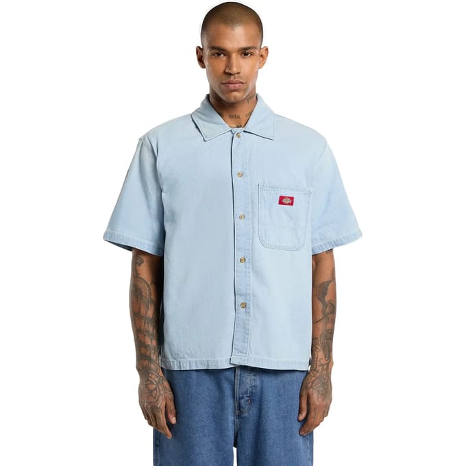 Dickies Denim Overhemd Met Korte Mouwen Blauw M Man