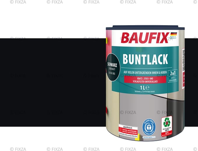 BAUFIX Multi- Lakverf zwart 1 Liter