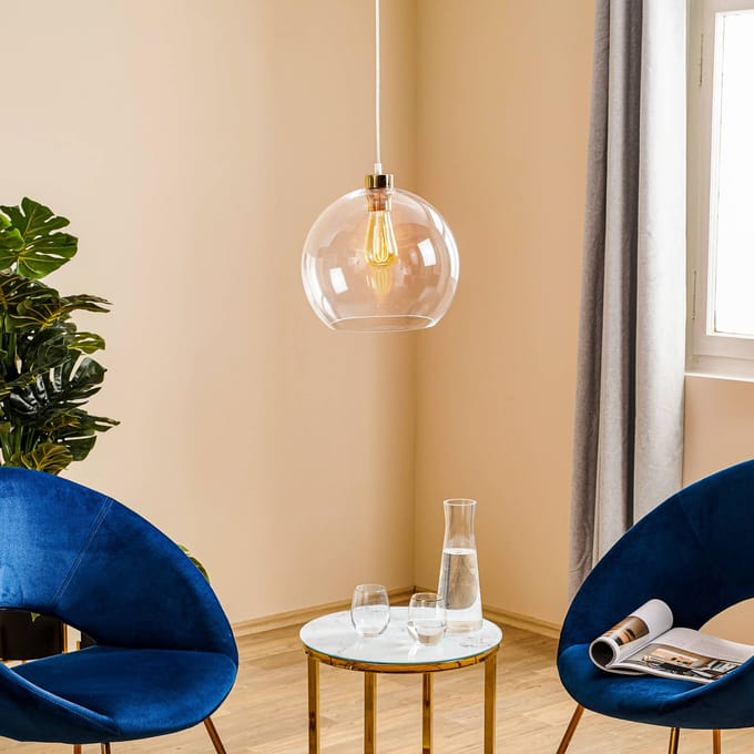 TK Lighting Hanglamp Cubus, transparant, glas, Ø 30 cm, E27
