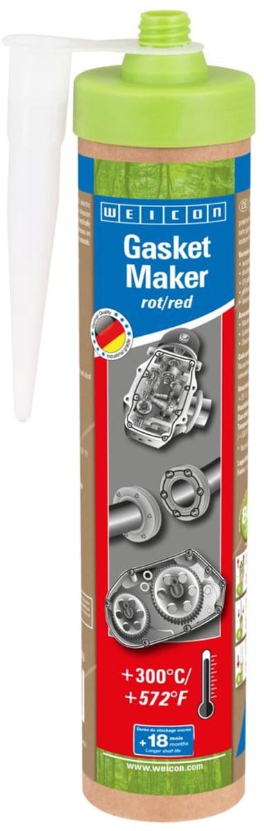 WEICON Green Tube Gasket Maker, 280 ml, rood, Blijvend elastisch speciaal afdichtmiddel