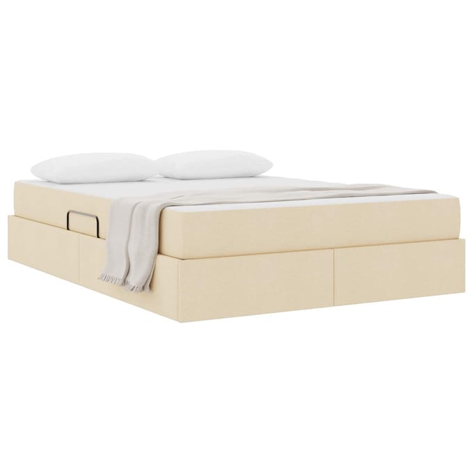 vidaXL - Opbergbed - met - matras - met - opslag - Crème - 140 - x - 200 - cm - Polyester