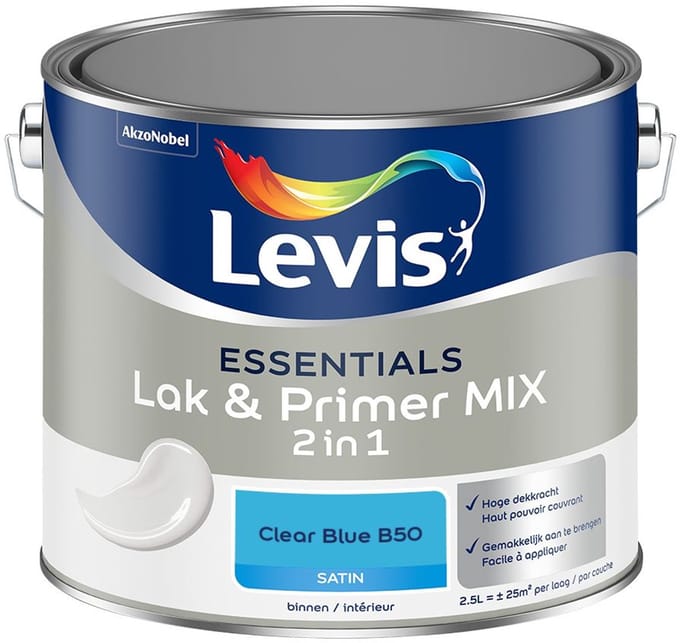 Levis - Essentials Lak & Primer Mix - Clear Blue B50 - Mengverf - 2,5 L