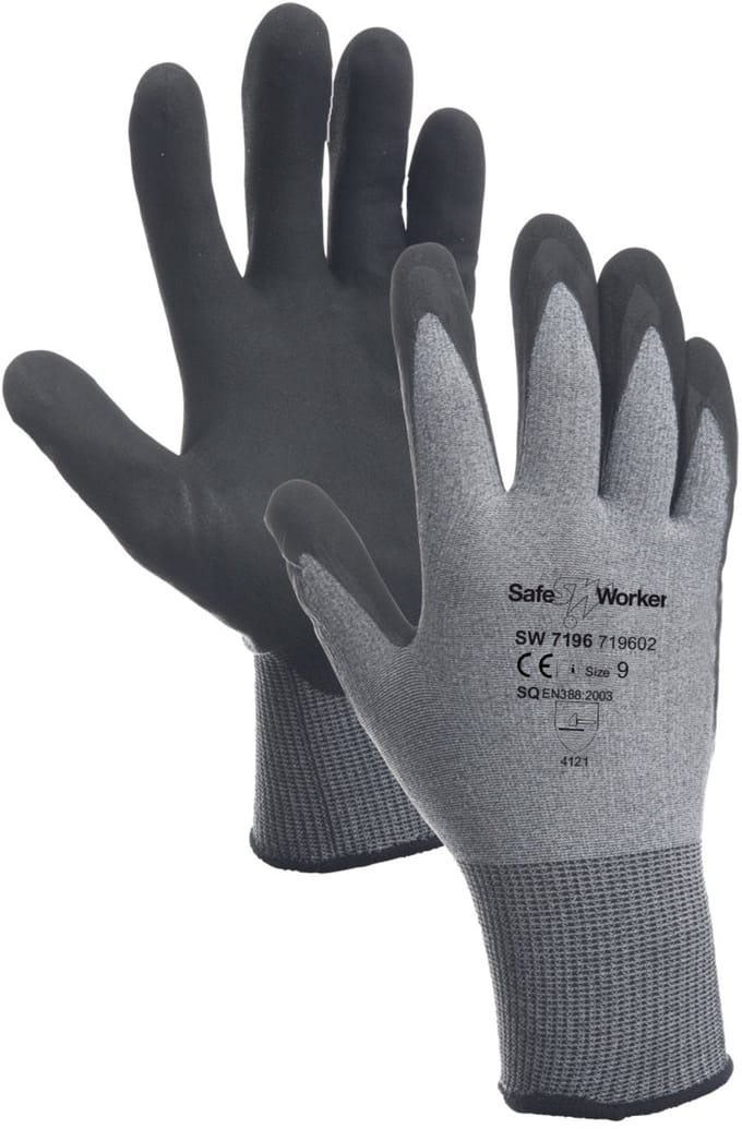 Safeworker Werkhandschoen Nylon/Nitril - Handschoenen - Grijs Size 9