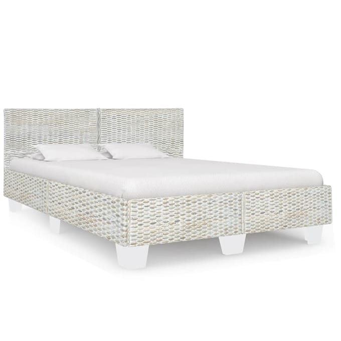 vidaXL - Bedframe - natuurlijk - rattan - grijs - 140x200 - cm