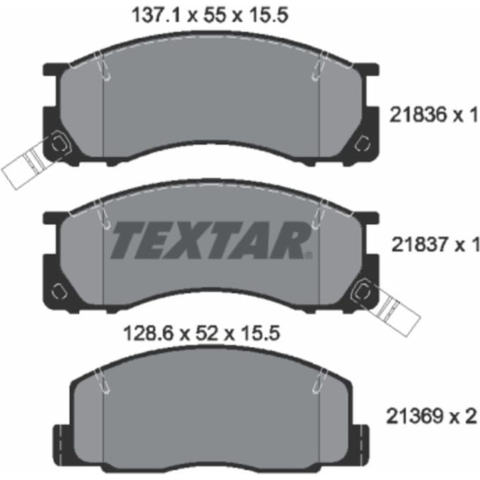 Remblokset TEXTAR 2183601, voor