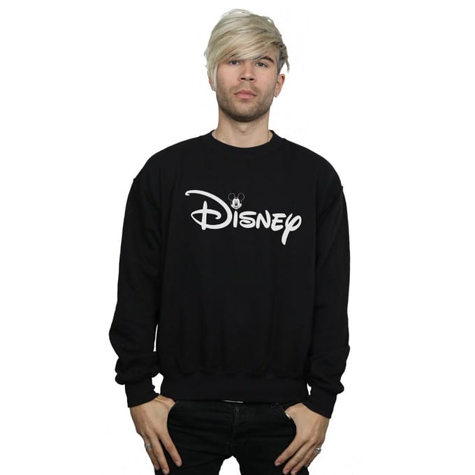 Disney Heren Mickey Mouse Hoofd Logo Sweatshirt (Zwart)