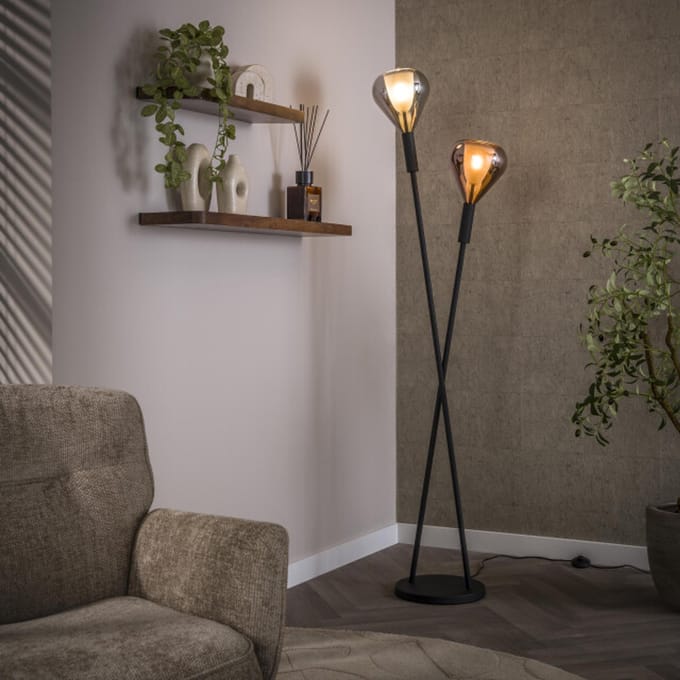 Hoyz Collection - Vloerlamp Wings 2-lichts - Zwart