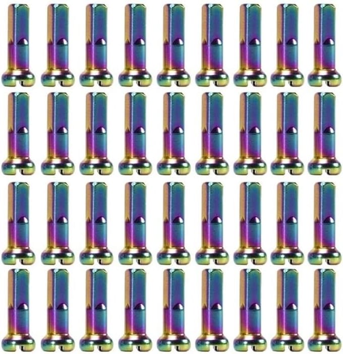Fiets Spaaknippels - Messing Doppen - Fiets Onderhoud - Heldere Kleuren - 40 Stuks - Regenboog