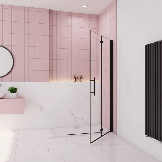 Inloopdouche 72x195cm Vouwdeur Mat Zwart Profiel 6mm NANO EasyClean veiligheidsglas