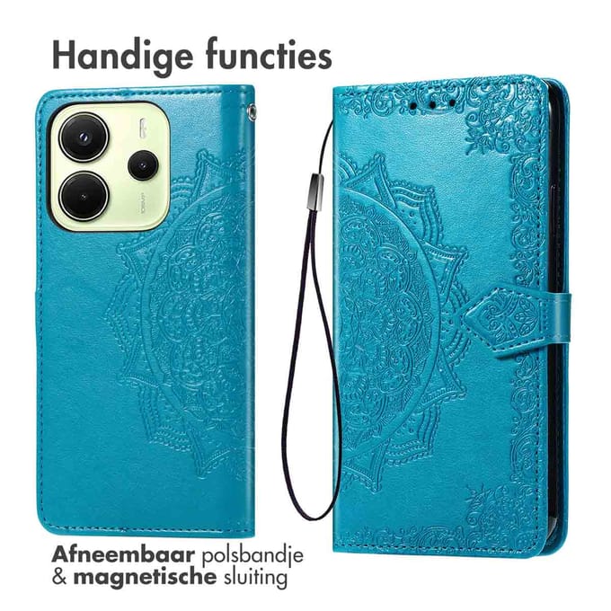 imoshion Hoesje - Geschikt voor Xiaomi Redmi Note 14 (4G) - Mandala Bookcase - Turquoise