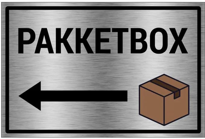 Pakketbox links bord - gecoat brushed aluminium - grijs zwart | 60 x 40 cm