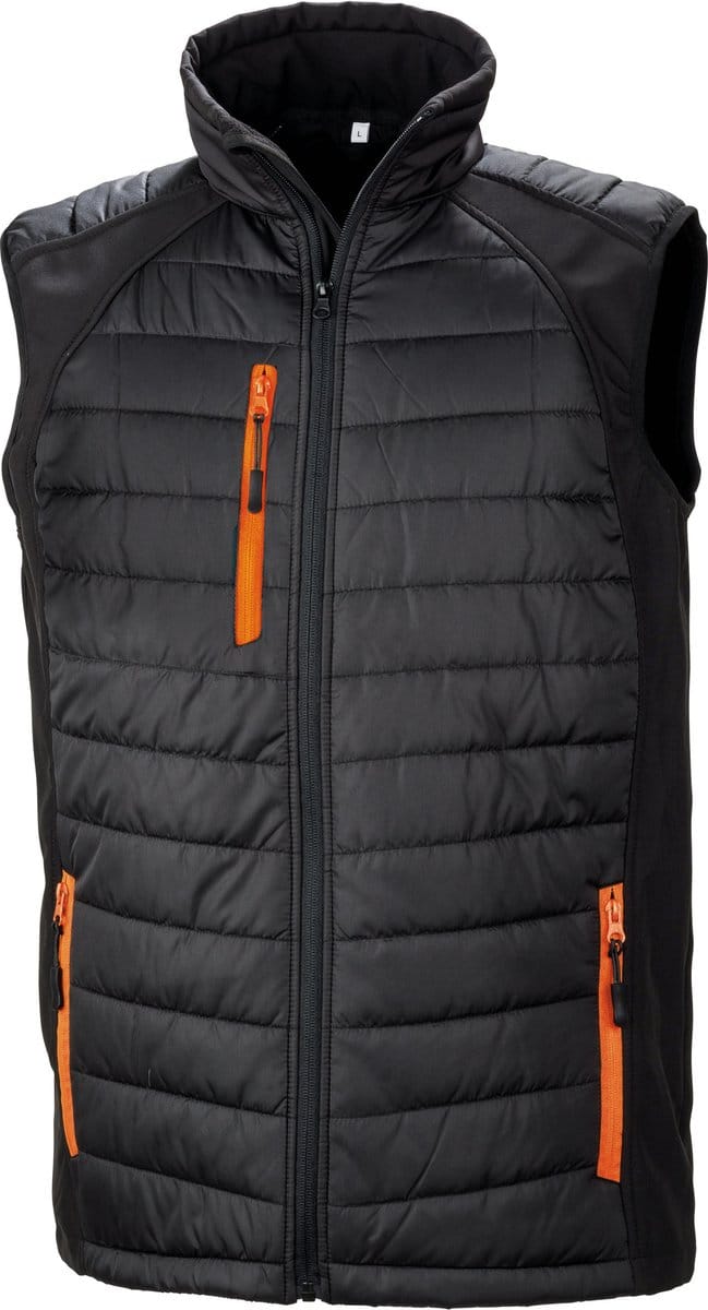 Black Compass gewatteerde softshell bodywarmer 'Result' Black/Lime - M
