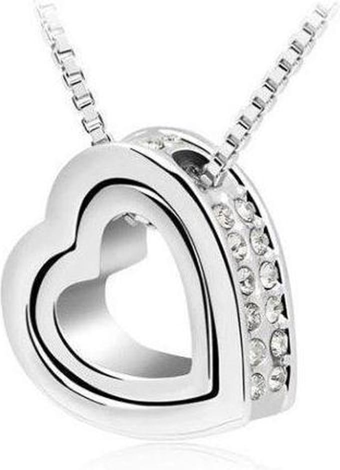 BY-ST6 Schitterende ketting met hartvormige hanger