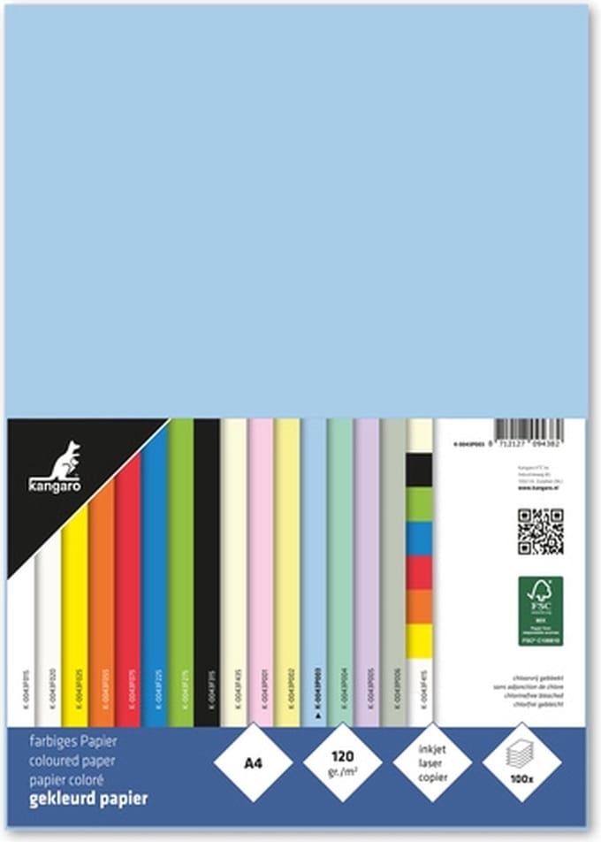 Kangaro papier - A4 - 120 gram FSC - pak 100 vel - pastel blauw