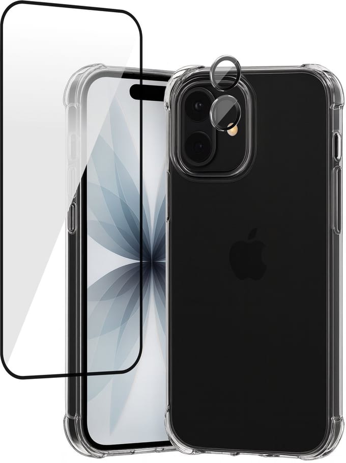 Hoesje geschikt voor iPhone 17 - Screenprotector Volledig Dekkend Glas & Camera Protector - Shockproof Transparant
