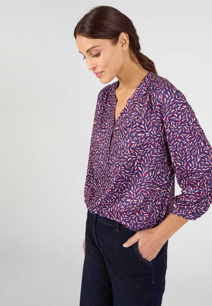 Damart - Overhemdblouse van warm tricot - Dames - Blauw - M
