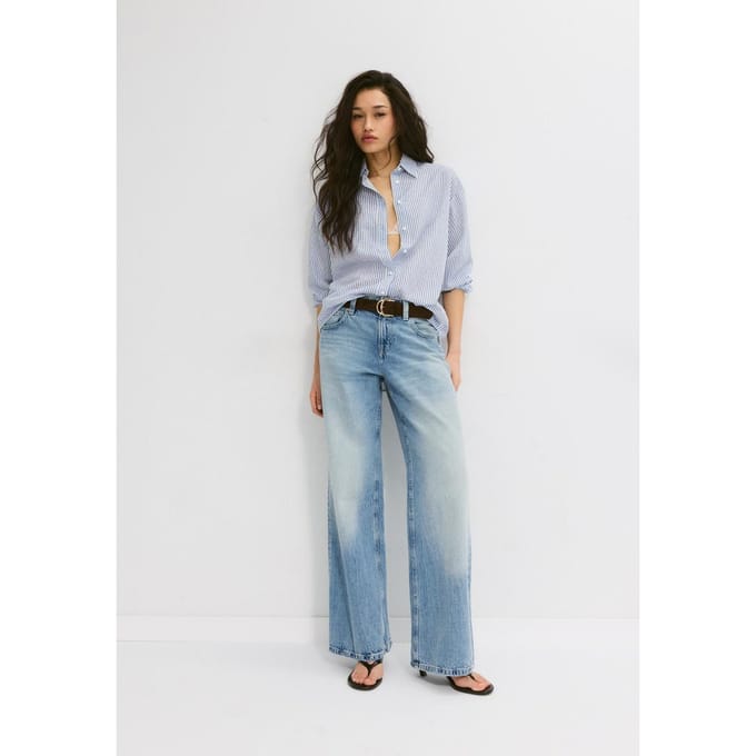 Stradivarius Overhemd met linnenlook  Donkermarine S