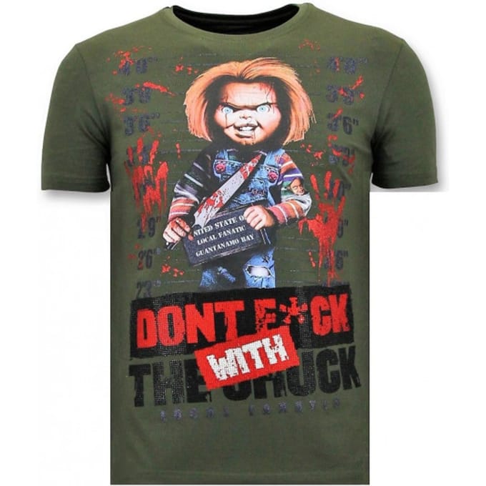 Stoere T-shirt Mannen - Bloody Chucky Angry Print - Groen