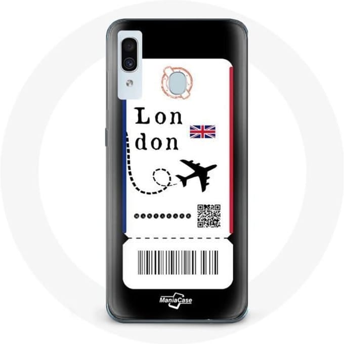 Coque - Samsung - Galaxy A20 - Billet d'avion London - Souple - Protection synthétique