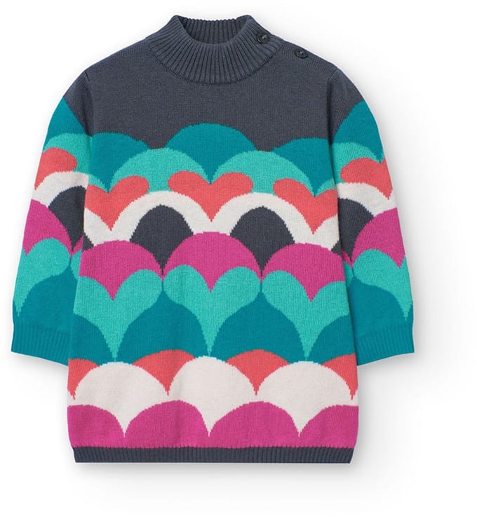 Boboli Knitwear Hearts Lang Mouw Jurk Veelkleurig 24 Months Meisje