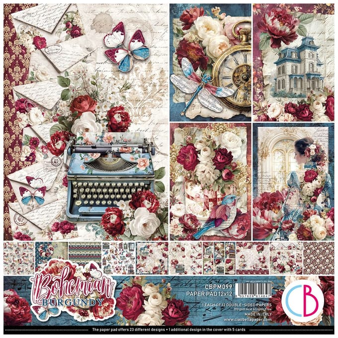 Ciao Bella scrapbookpapier "Bohemian Burgundy"