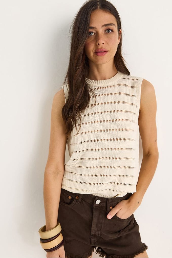 Patroon Crew Neck Korte Blouse