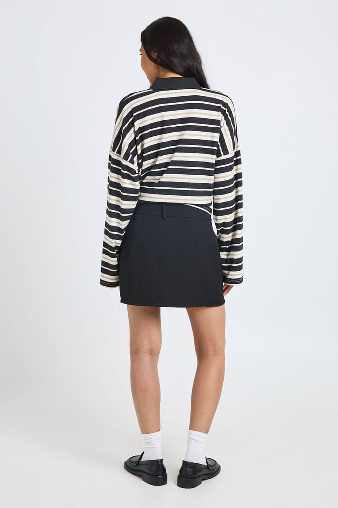 boohoo Dames Tall Skort Met Naaddetail En Getailleerde Pasvorm | Zwart | Maat: 46