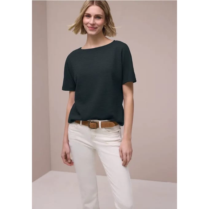 Shirt met structuur in effen kleur