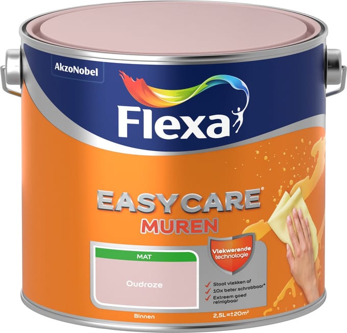 Flexa Easycare Muurverf Mat - Oudroze - 2,5 liter   8711113175487   Verf
